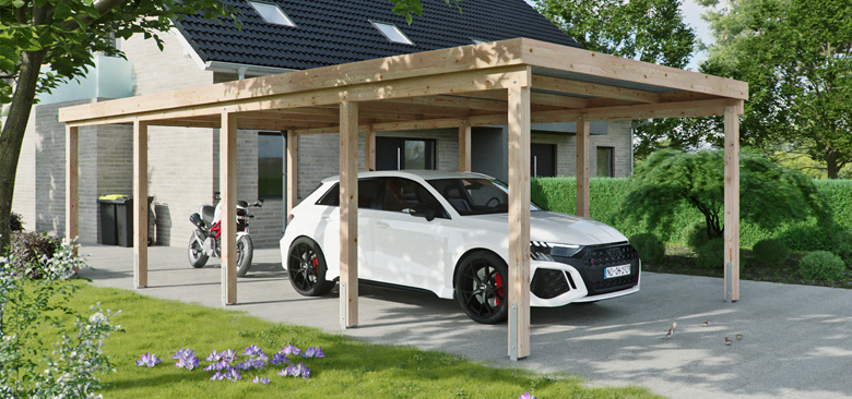 Wunsch Flachdach-Carport konfigurieren